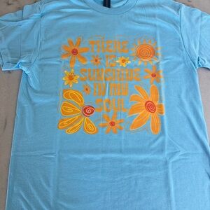 Gildan Sky Blue Tee with Sunshine and Floral Design